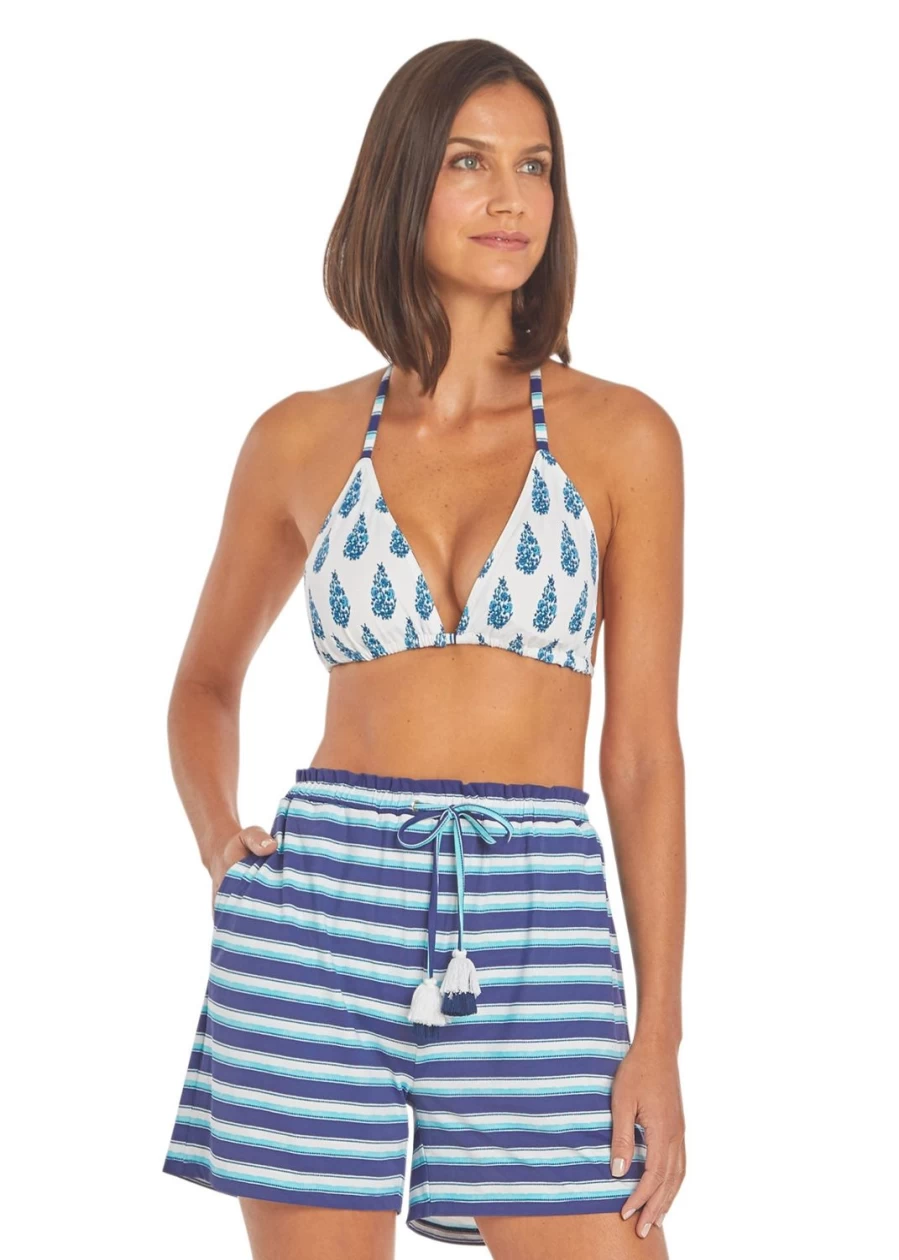 Cabana Life Women's Delray High-Waisted Paperbag Shorts with Tassel Detail