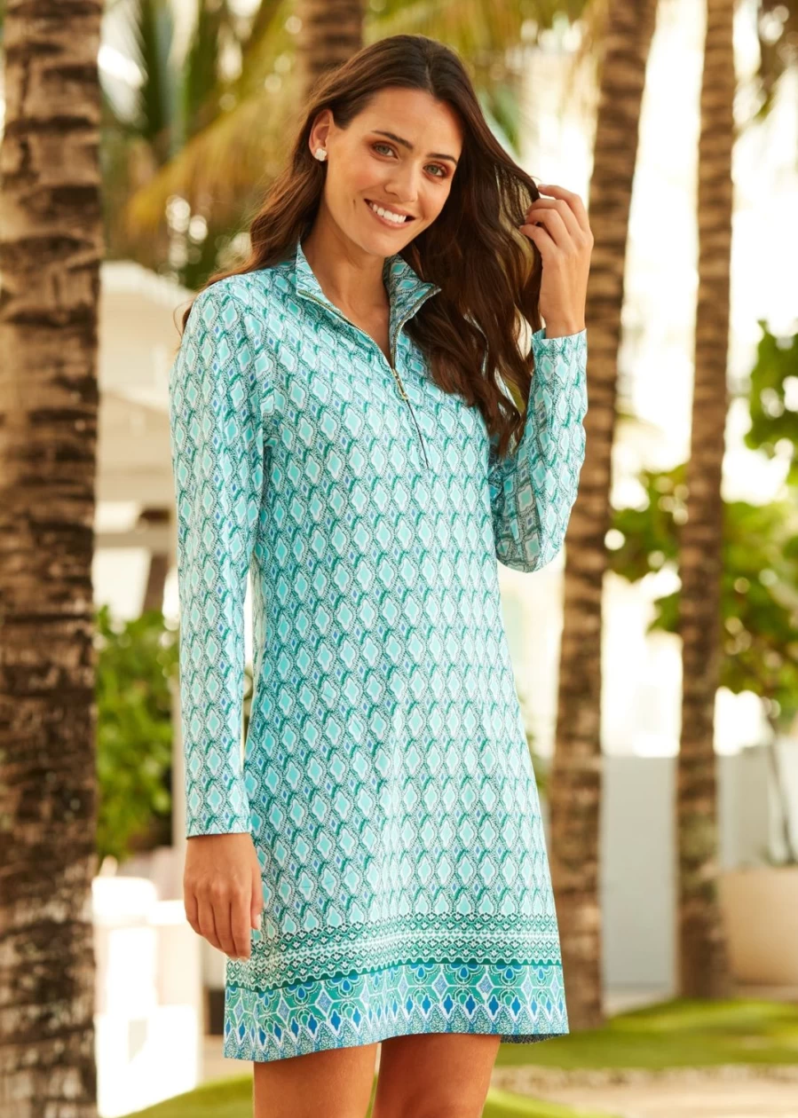 Cabana Life Women's Amalfi Coast 1/4 Zip Sport Dress for Active Comfort