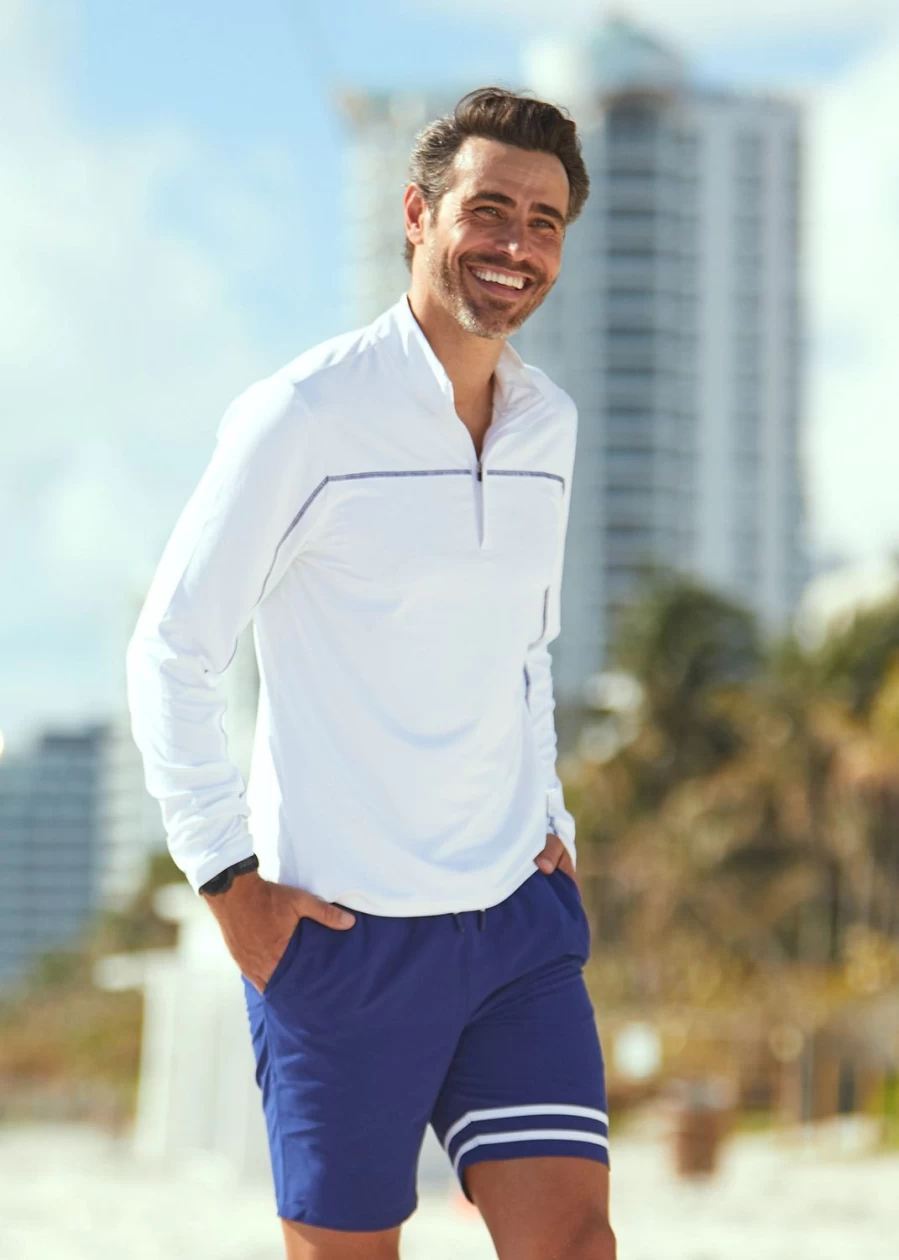 Cabana Life Men's Athletic White Zip-Up Jacket for Sports & Active Wear