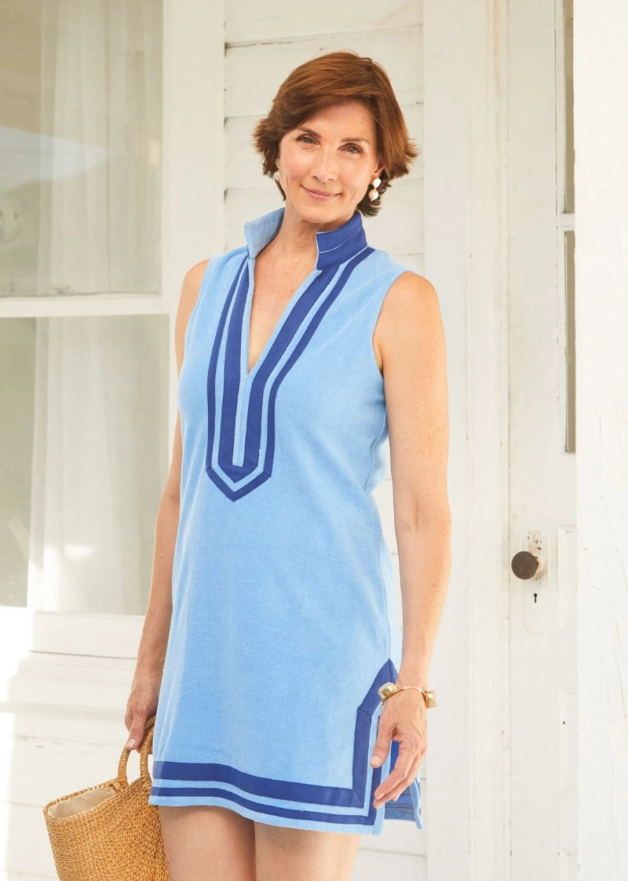 Cabana Life Women's Blue & Navy Sleeveless Terry Tunic Top