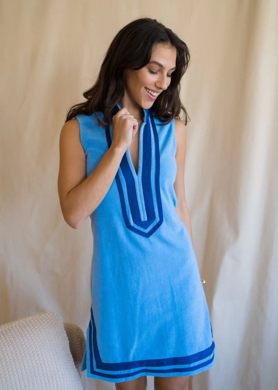 Cabana Life Women's Blue & Navy Sleeveless Terry Tunic Top