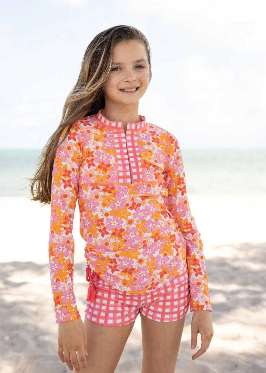 Cabana Life Girls' 3-Piece Nantucket Rashguard Swim Set