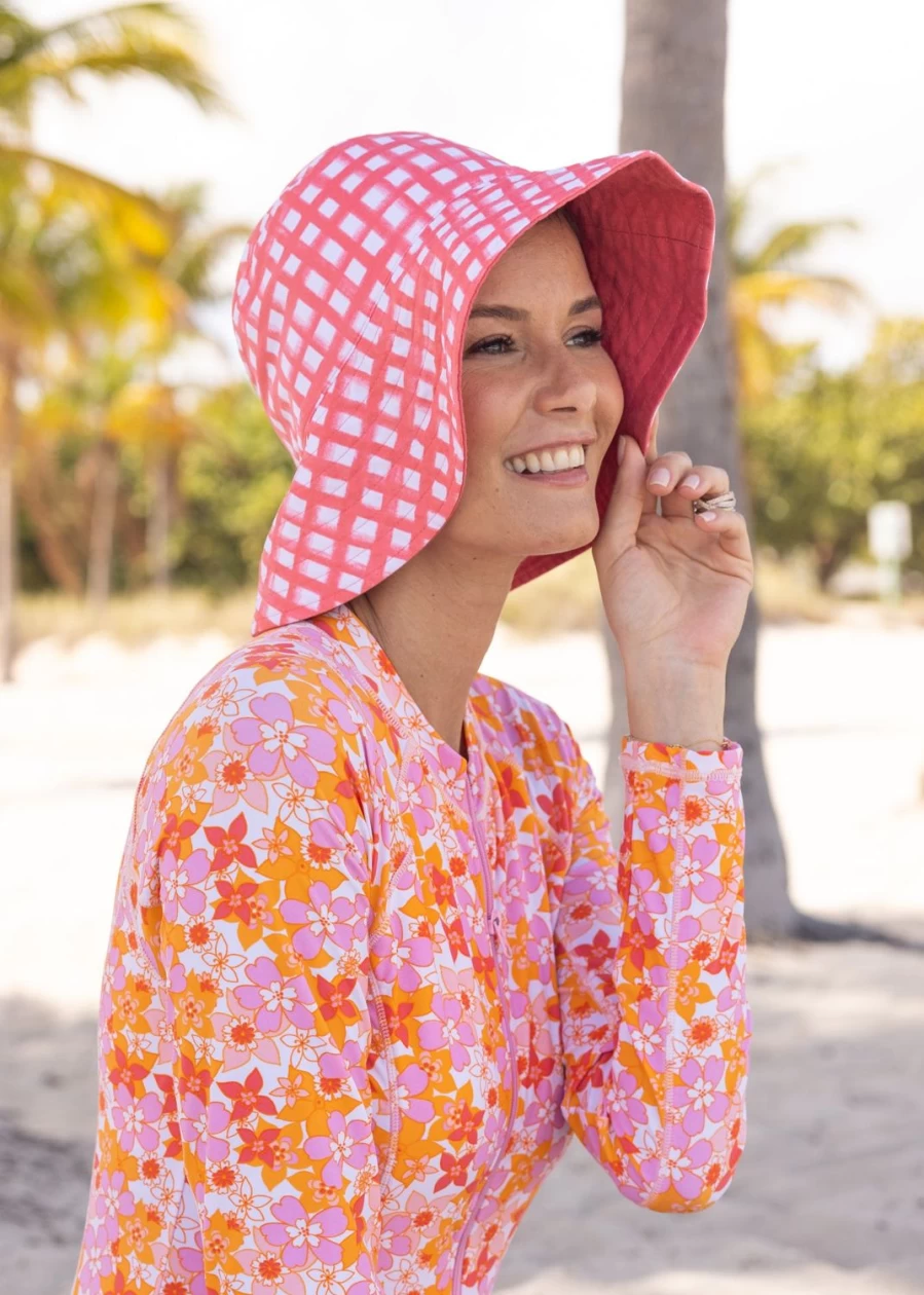 Cabana Life Women's Nantucket Coral Reversible Bucket Hat for Sun Protection