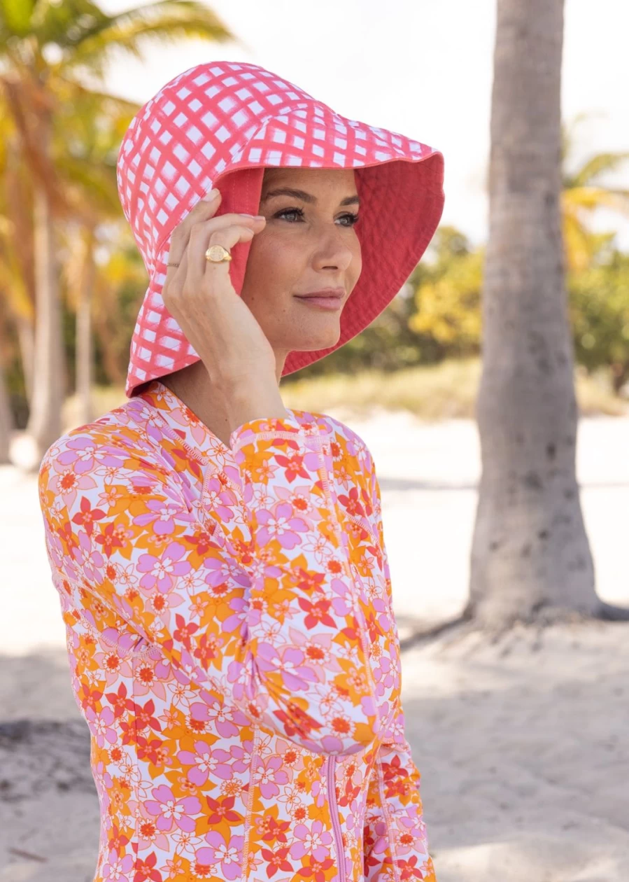 Cabana Life Women's Nantucket Coral Reversible Bucket Hat for Sun Protection