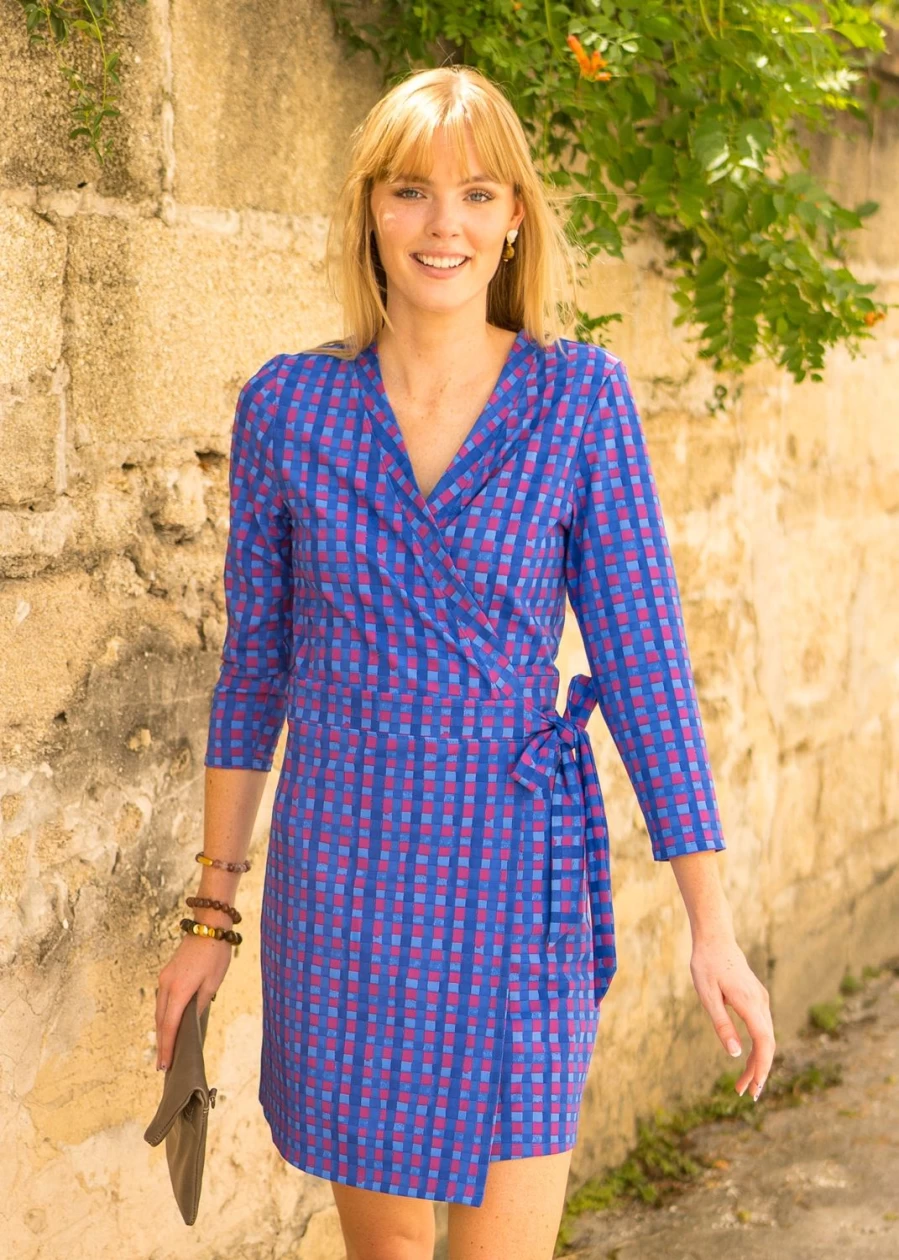 Cabana Life Women's Bar Harbor Gingham Wrap Dress - Stylish Summer Beach Dress