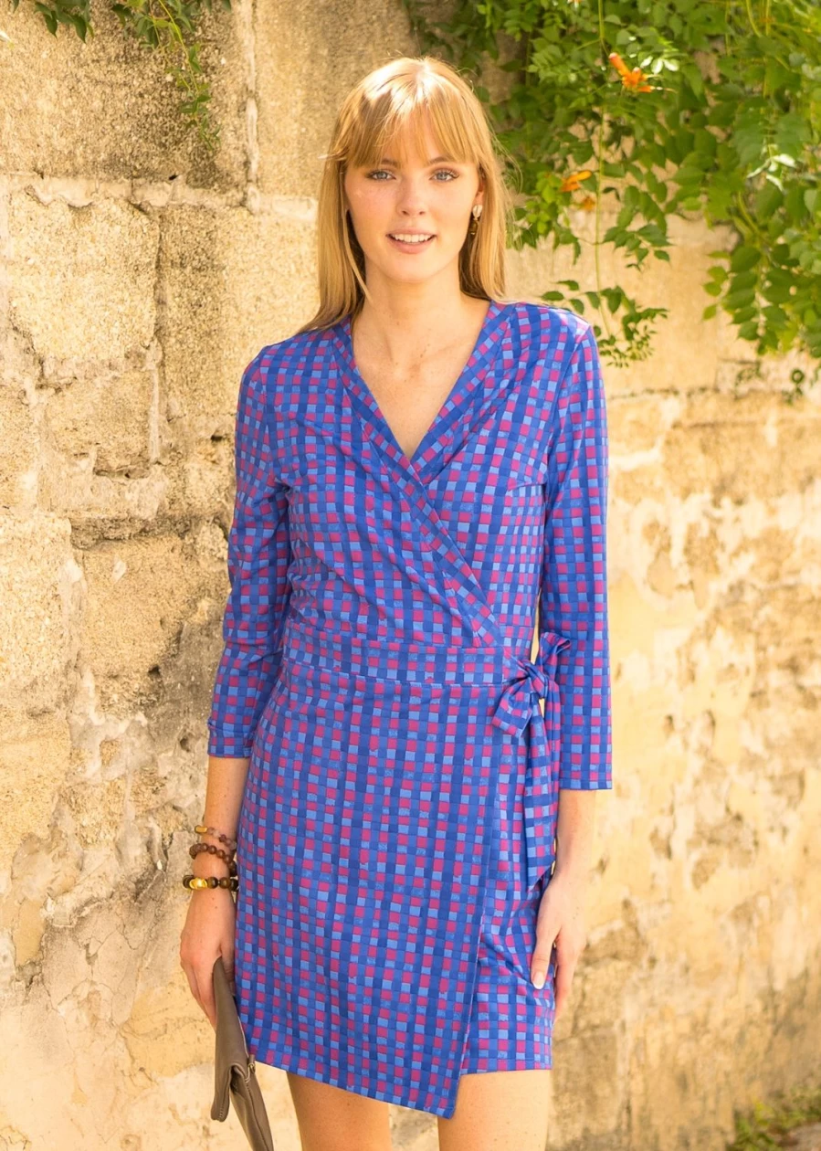 Cabana Life Women's Bar Harbor Gingham Wrap Dress - Stylish Summer Beach Dress
