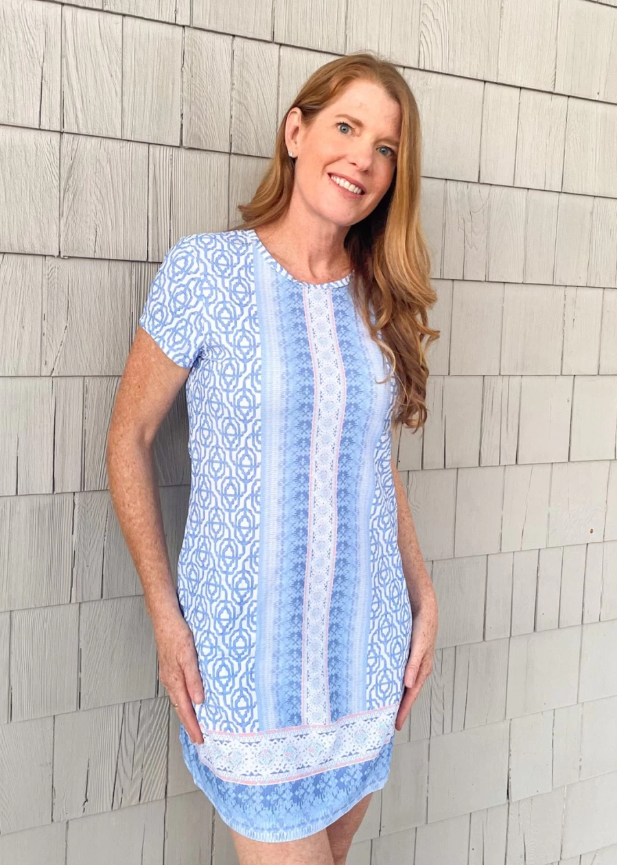 Cabana Life Women's Lake Como Short Sleeve Shift Dress - Casual Summer Beach Dress