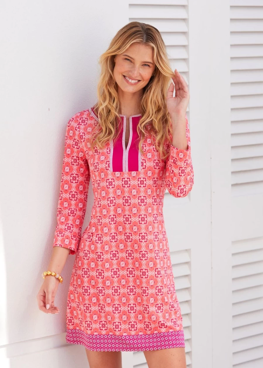 Cabana Life Women's Coral Gables Embroidered Bohemian Tunic Dress for Summer