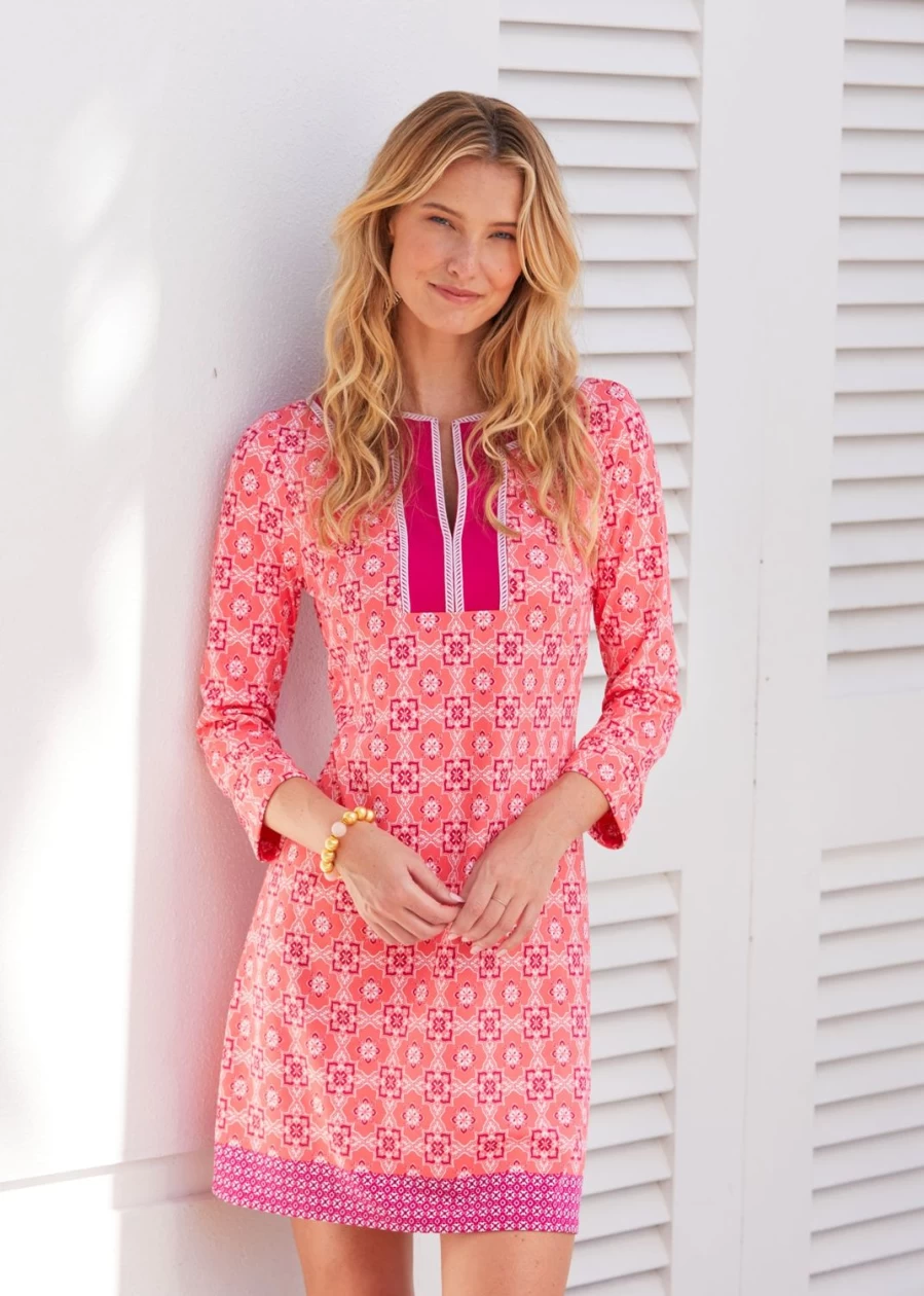 Cabana Life Women's Coral Gables Embroidered Bohemian Tunic Dress for Summer