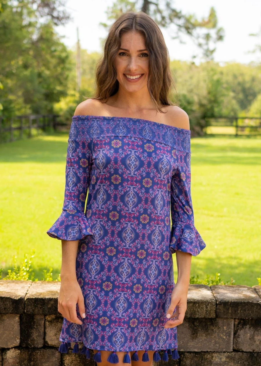 Cabana Life Women's Seattle Off The Shoulder Summer Dress - Floral Print Beach Vacation Outfit