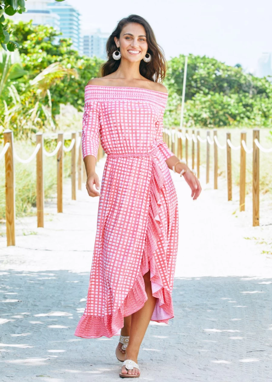Cabana Life Women's Nantucket Off-The-Shoulder Beach Maxi Dress for Summer