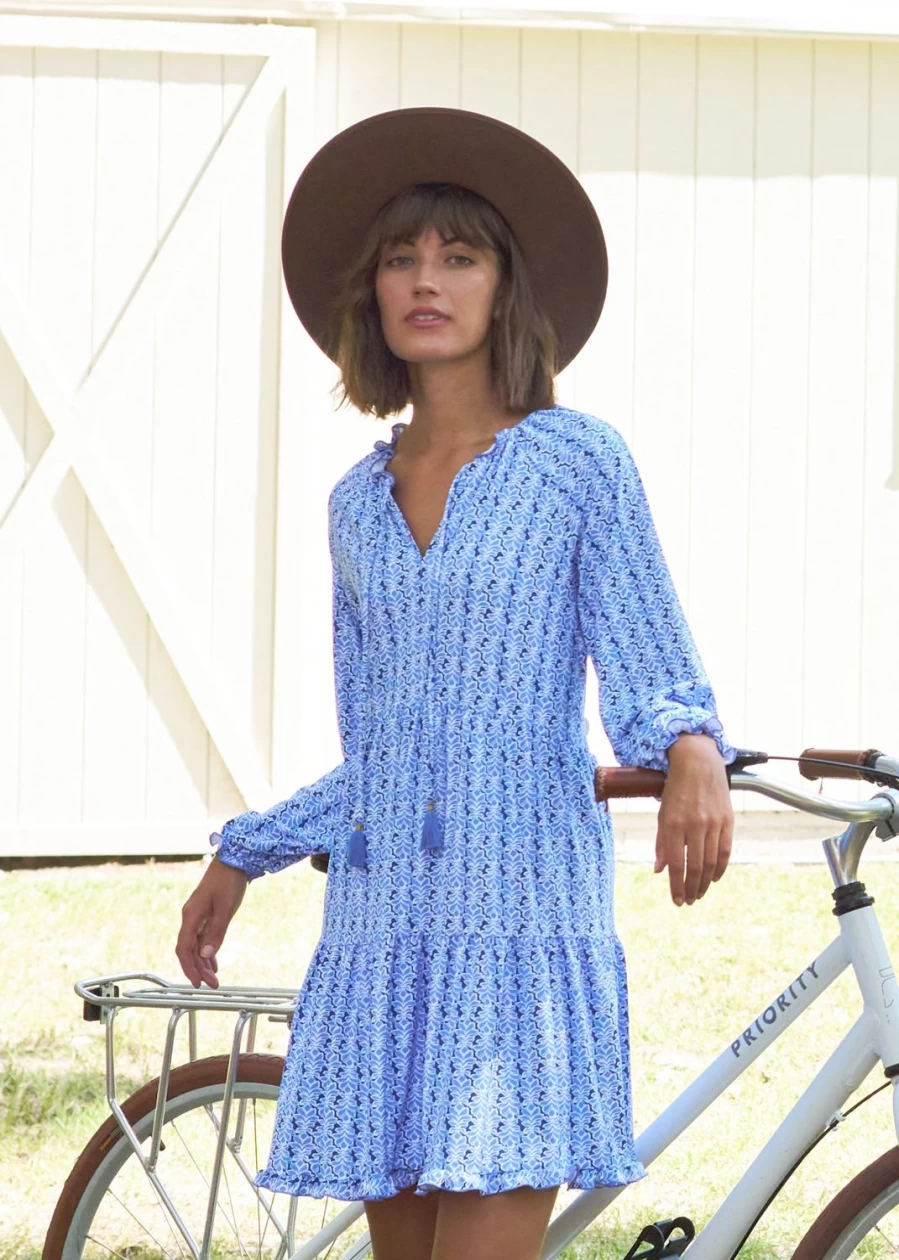 Cabana Life Women's Sullivan's Island Tiered Ruffle Dress - Flowy Beach Summer Dress