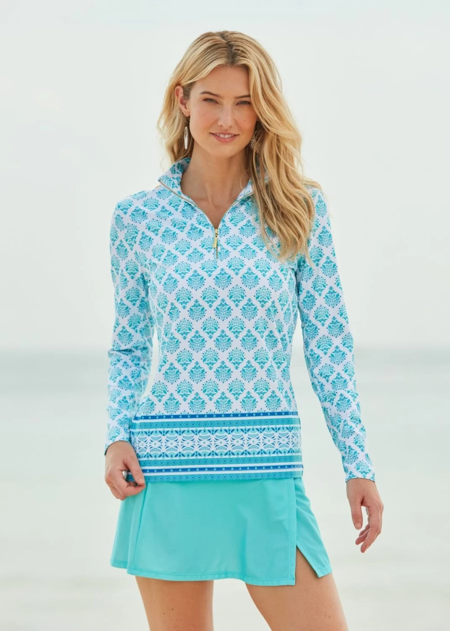 Cabana Life Women's Amalfi Coast 1/4 Zip Sport Top - Lightweight Athletic Pullover for Active Lifestyles