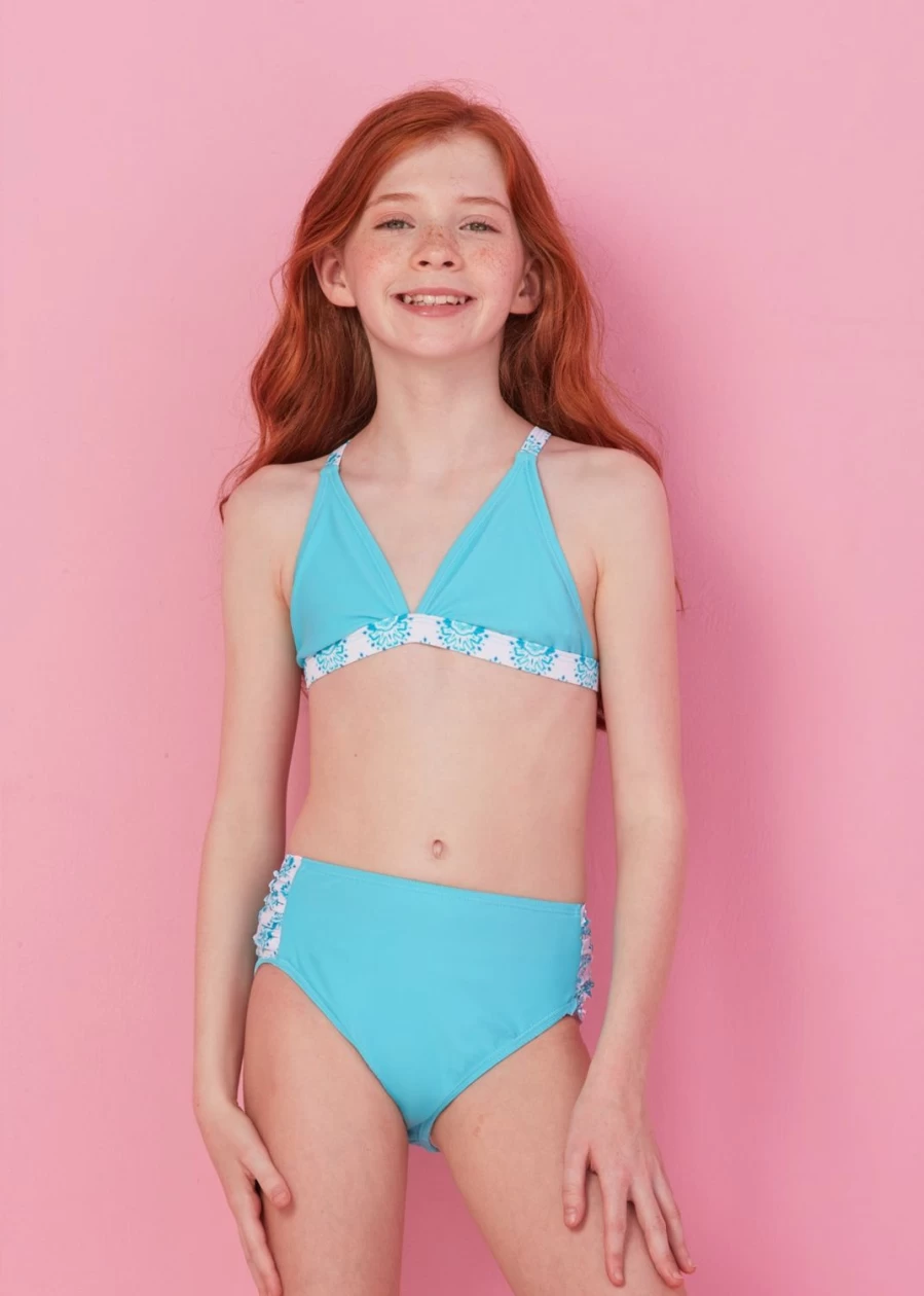 Cabana Life Girls' 3-Piece Long Sleeve Rashguard Swim Set - Amalfi Coast Beachwear