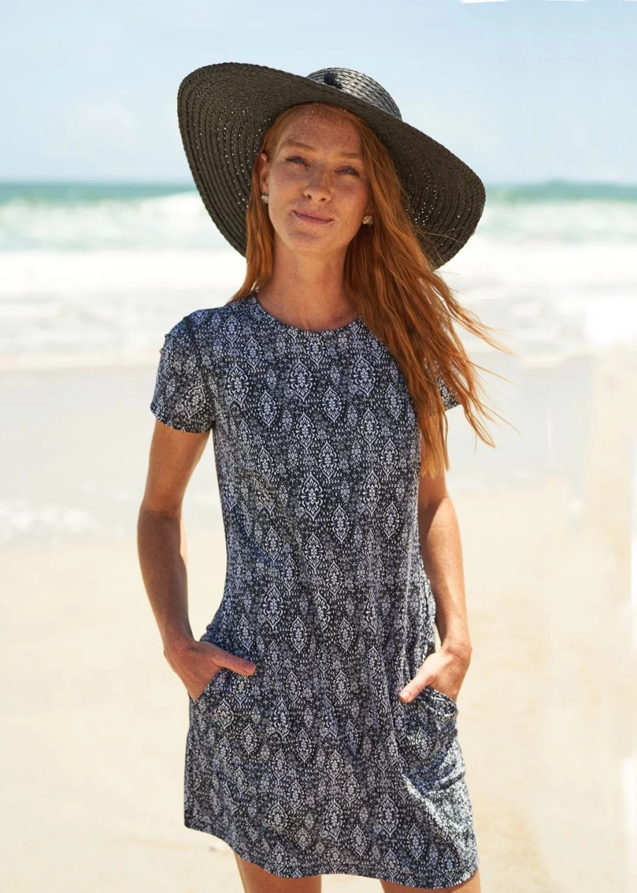 Cabana Life Women's Sanibel UPF Sun Protective Short Sleeve Shift Dress