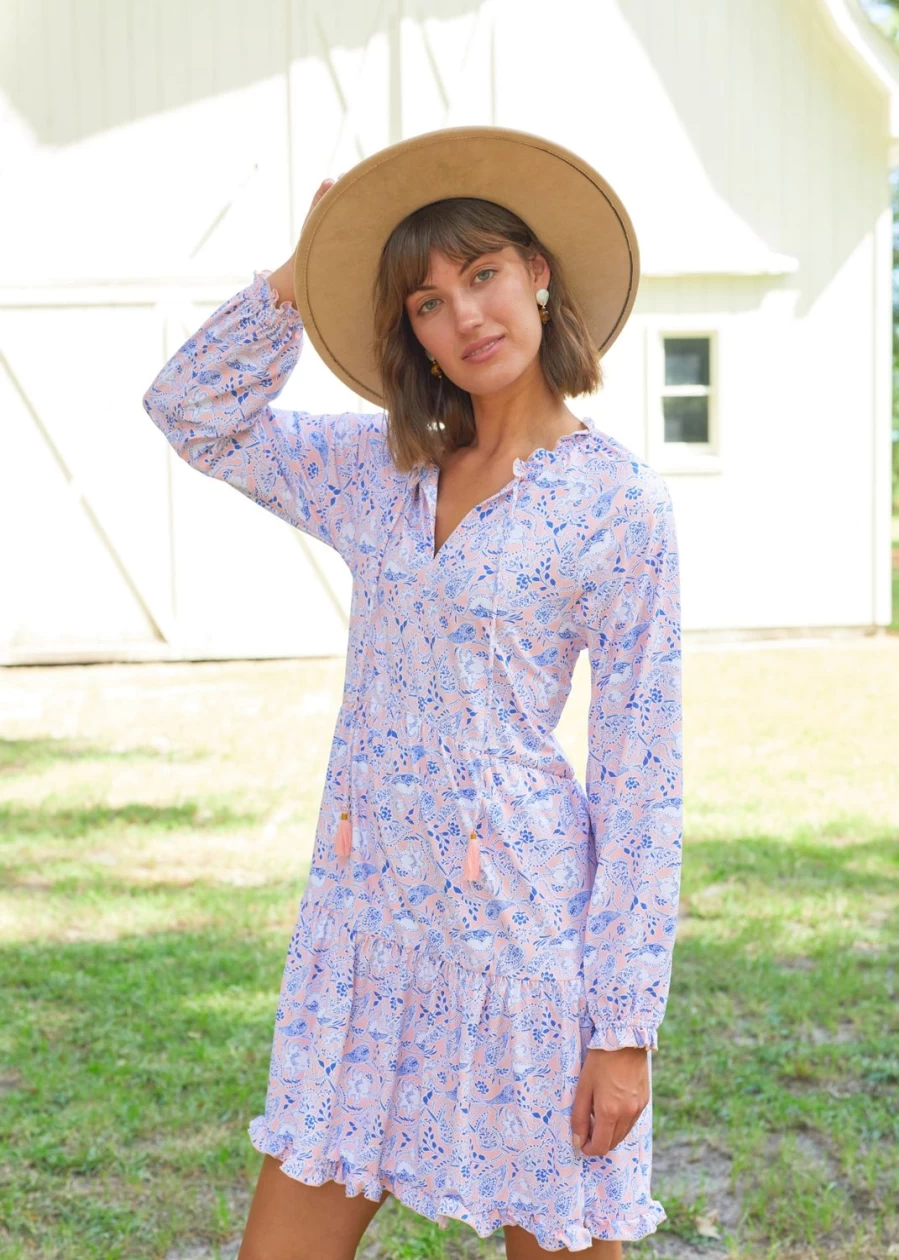 Cabana Life Women's Marion Square Tiered Ruffle Dress - Flowy Summer Dress with Ruffled Hem