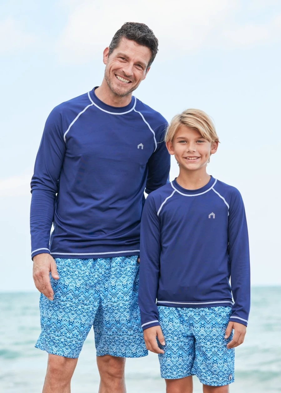 Boys Navy Long Sleeve Rashguard Shirt UPF 50+ Swim Top by Cabana Life