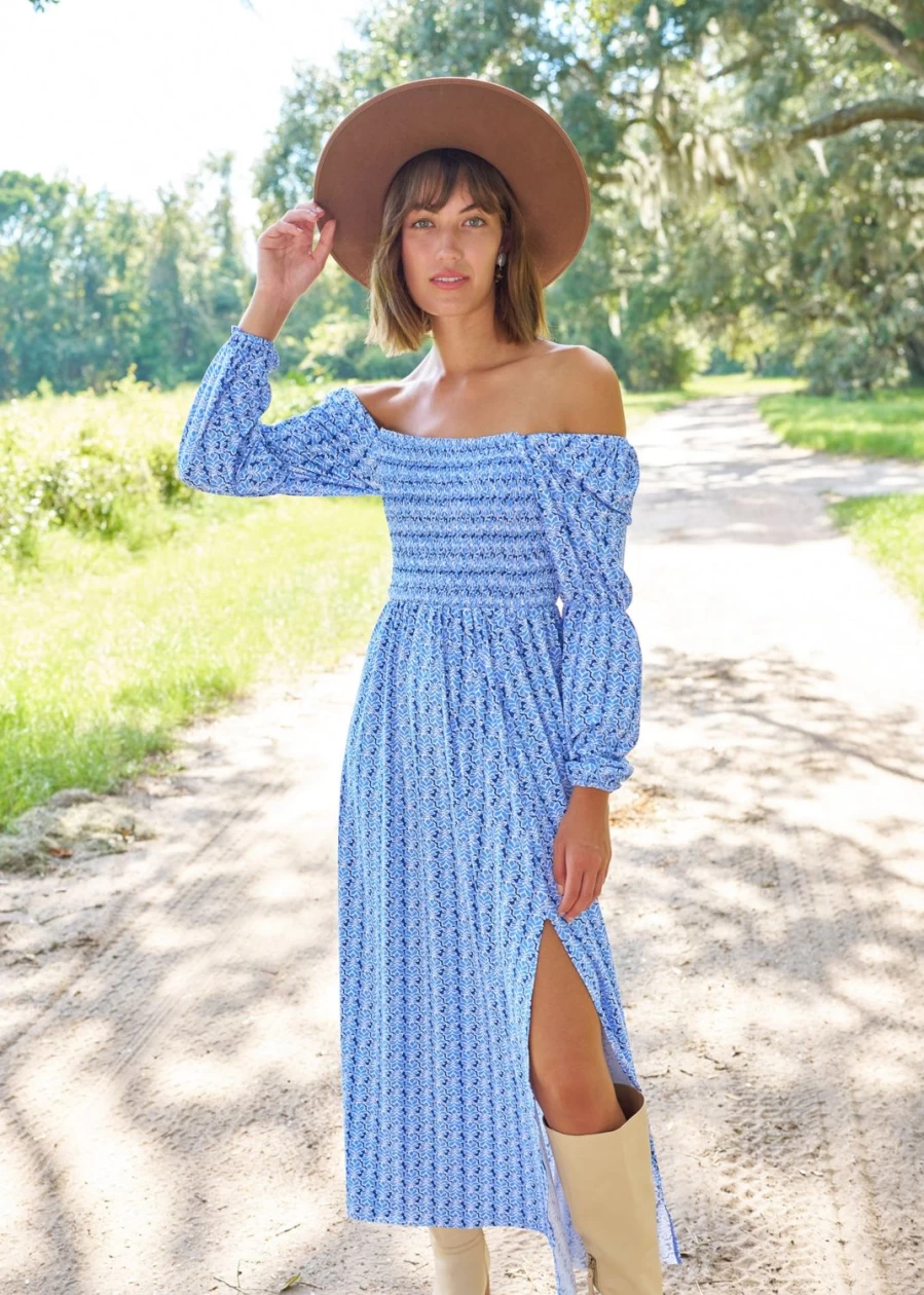 Cabana Life Women's Sullivan's Island Puff Sleeve Maxi Dress - Flowy Beach Cover Up Summer Long Dress