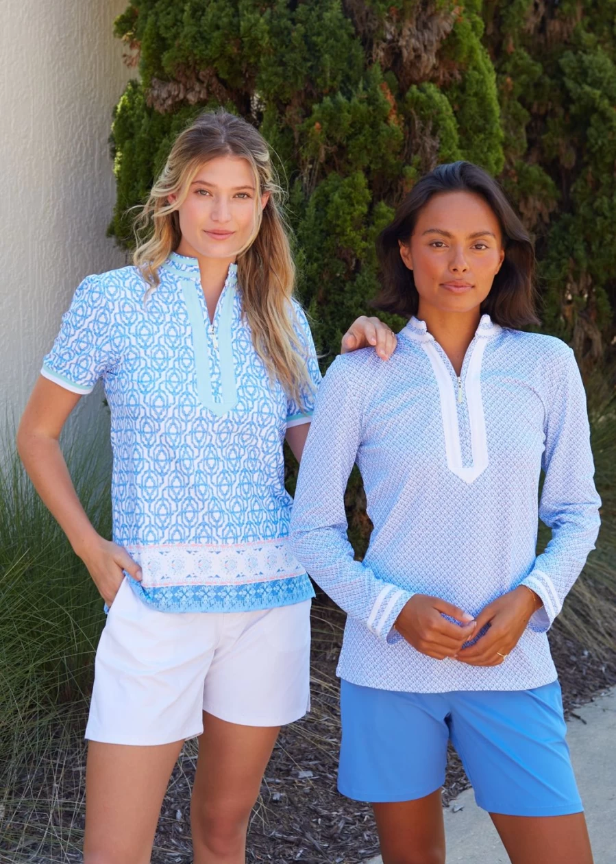Cabana Life Women's Lake Como Quarter Zip Collared Long Sleeve Shirt