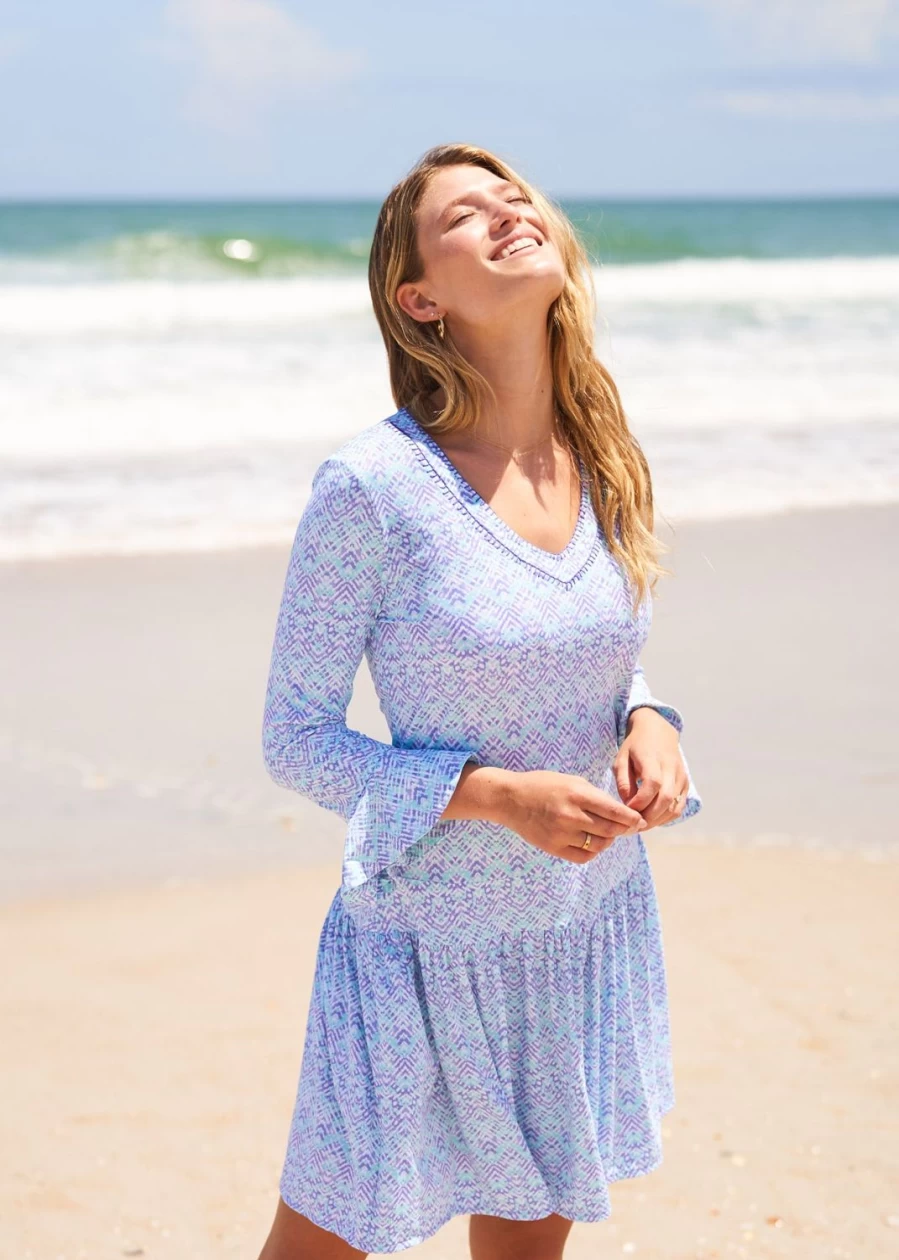 Cabana Life Women's Naples Embroidered Drop Waist Floral Summer Dress