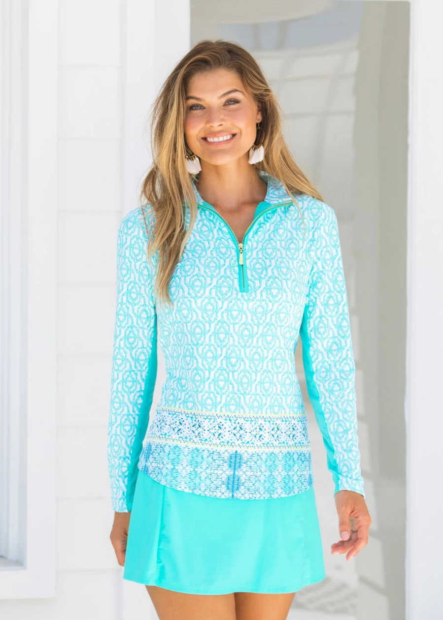 Cabana Life Women's Coastal Cottage 1/4 Zip Sport Top for Outdoor Activities