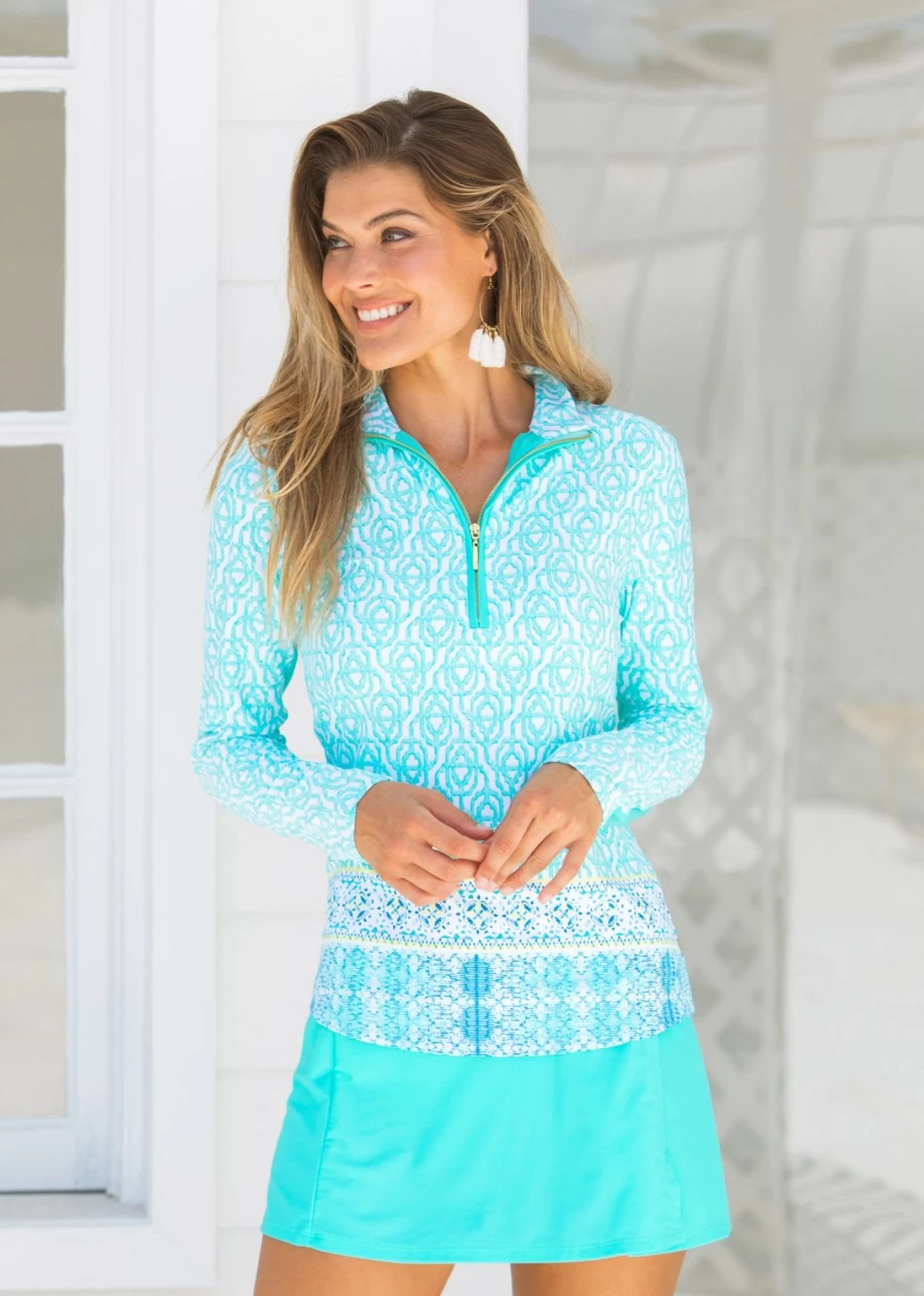 Cabana Life Women's Coastal Cottage 1/4 Zip Sport Top for Outdoor Activities