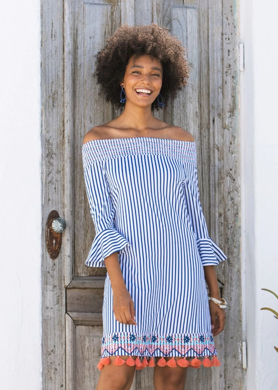 Cabana Life Women's St. Barts Off The Shoulder Summer Dress - Floral Beach Vacation Sundress