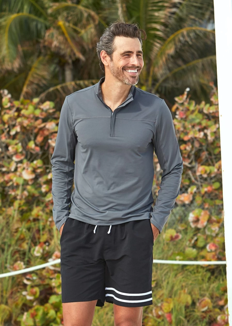 Cabana Life Men's Grey Athletic Performance Zip-Up Sport Top